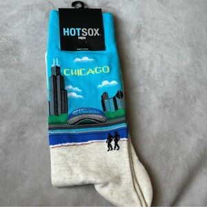 Hot Sox Men's Crew Chicago Skyline Socks  New With Tag One Size 10-13